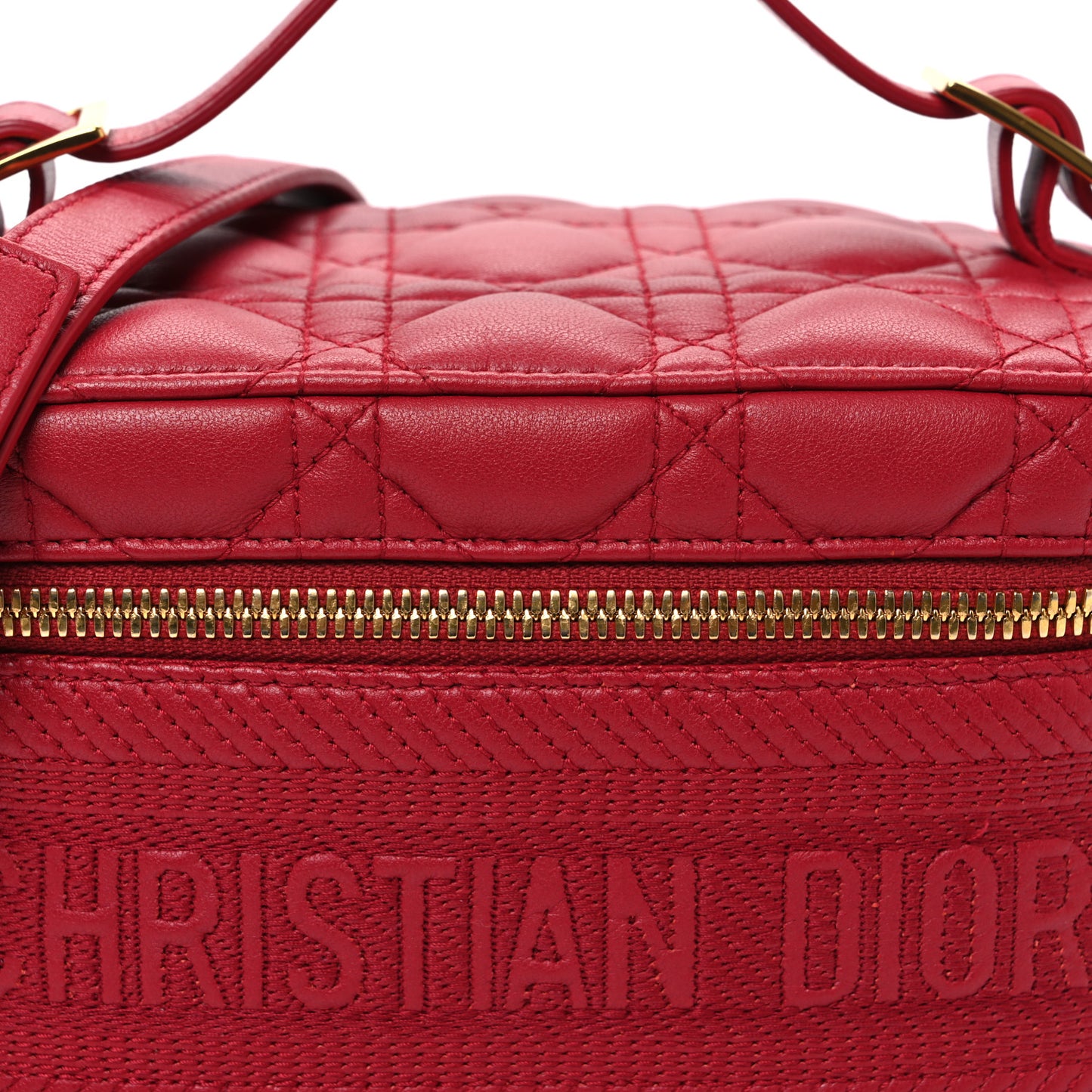 Lambskin Cannage Small Diortravel Vanity Case Red