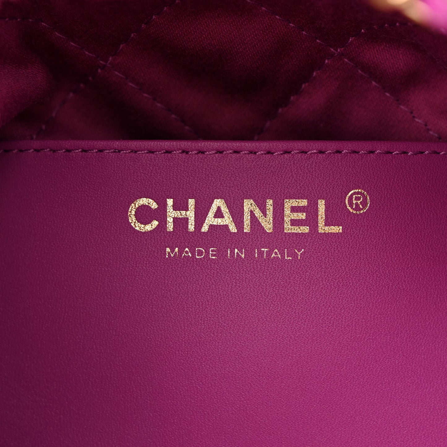 Shiny Calfskin Quilted Mini Chanel 22 Purple