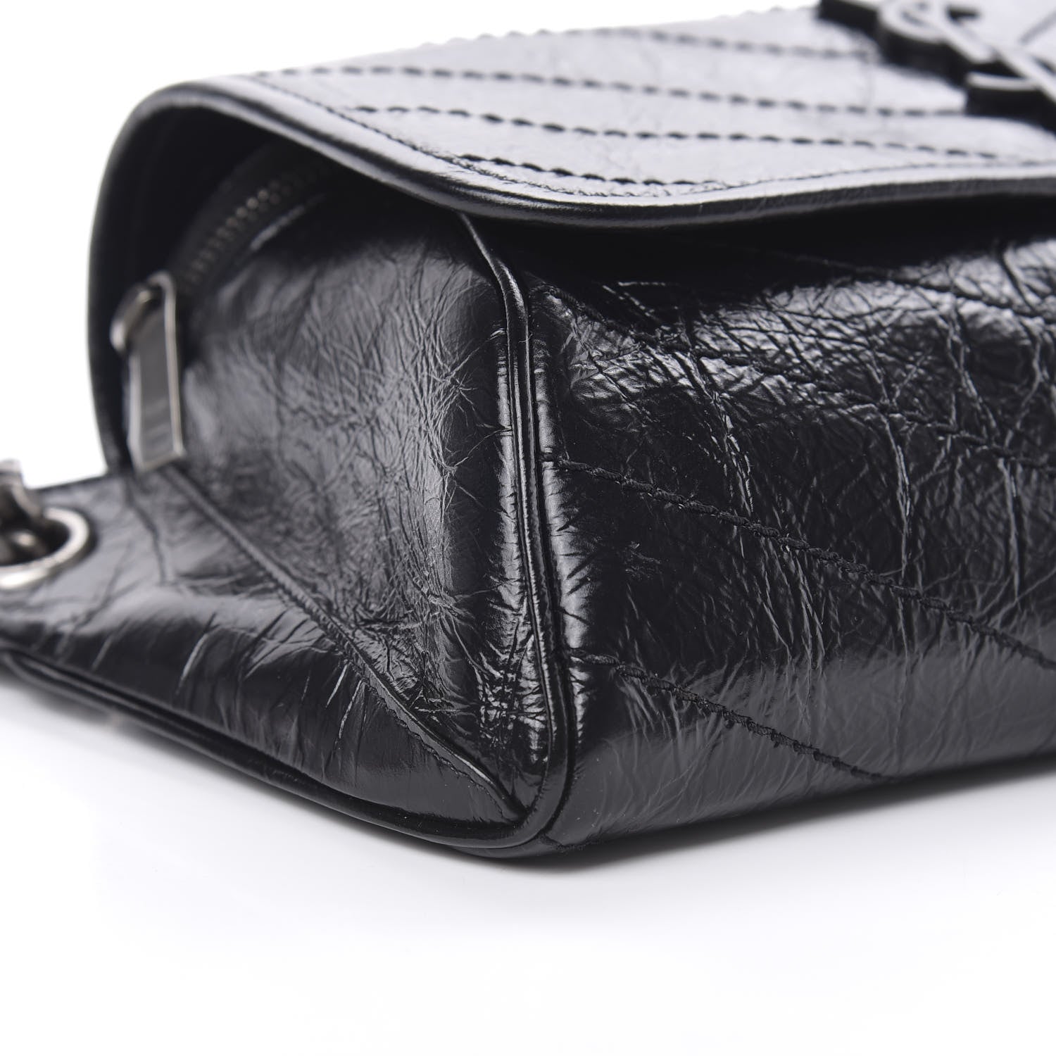 Saint Laurent Crinkled Calfskin Matelasse Monogram Niki Body Bag Black 9 of 10