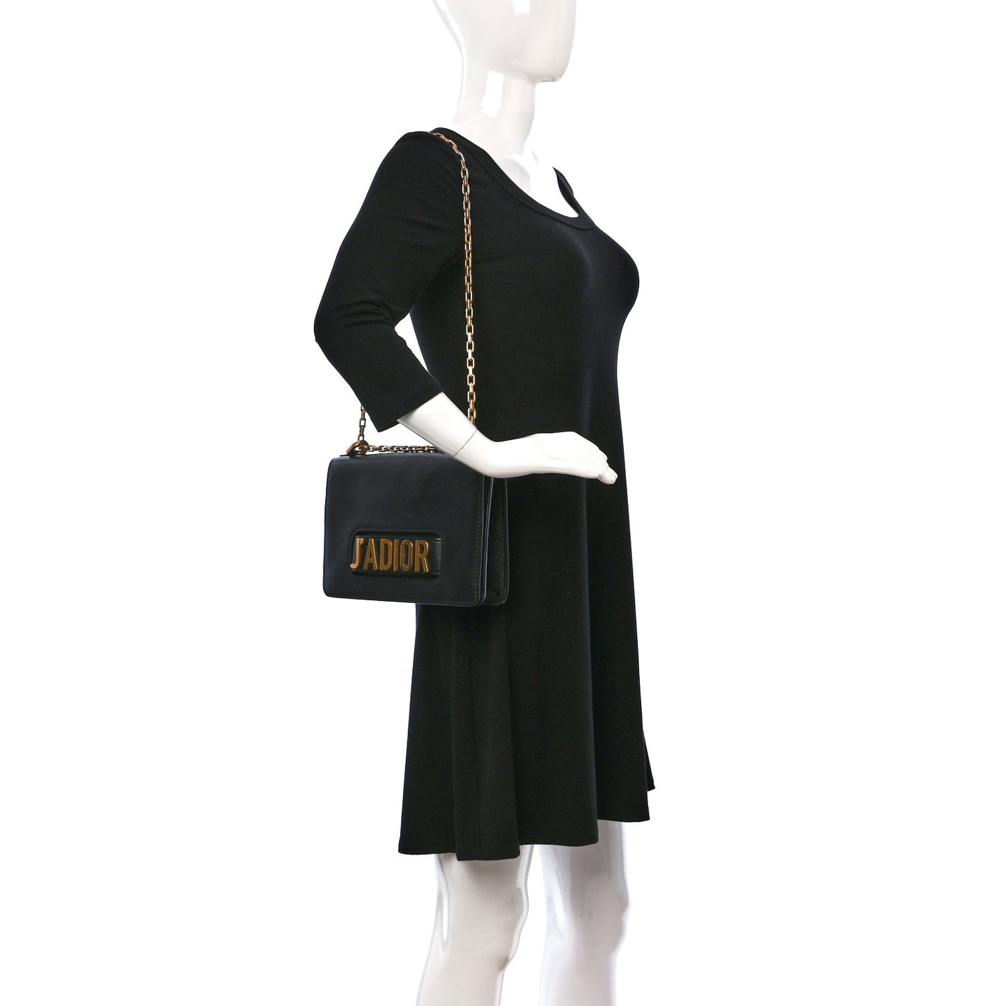 Calfskin J'Adior Chain Flap Bag Black