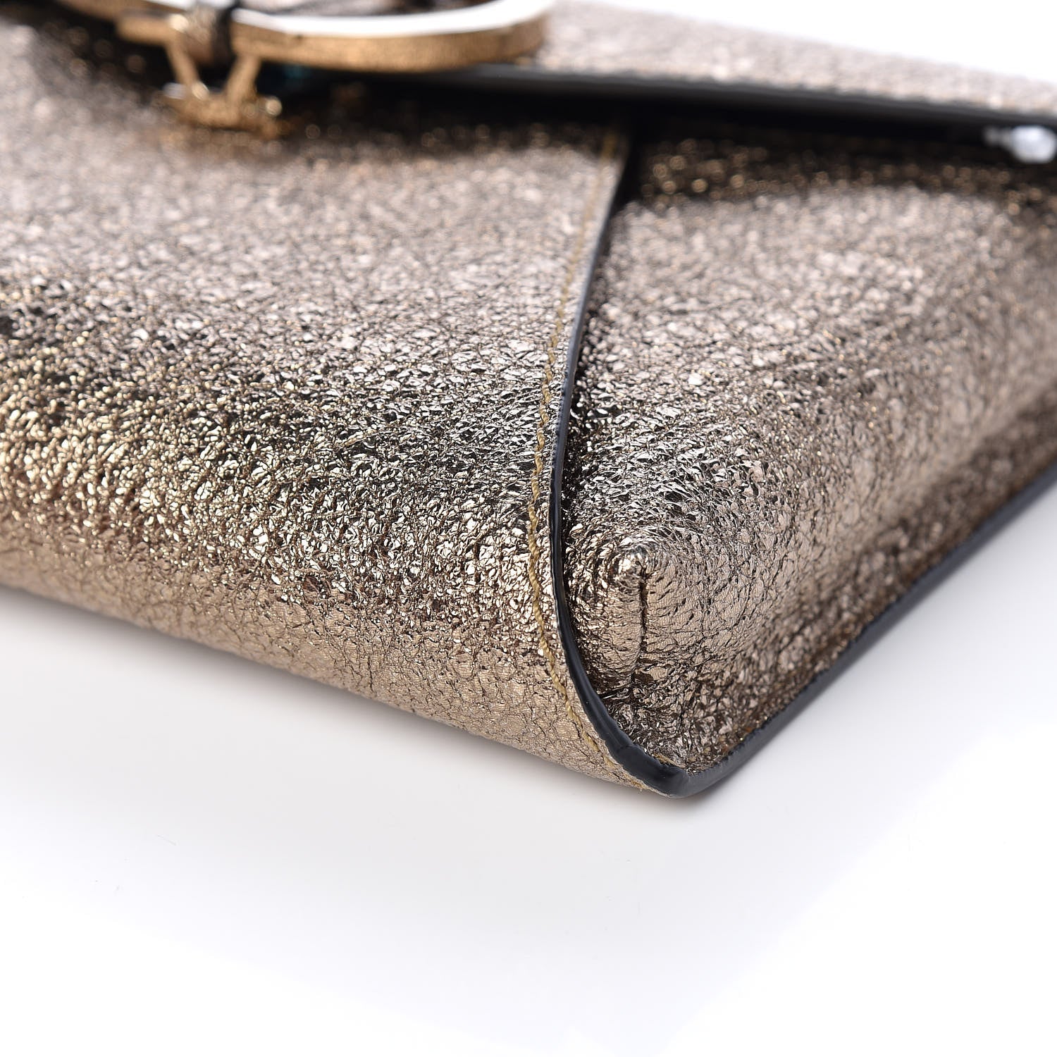 Valentino Garavani Metallic Calfskin V Rivet Chain Clutch Platinum 6 of 8
