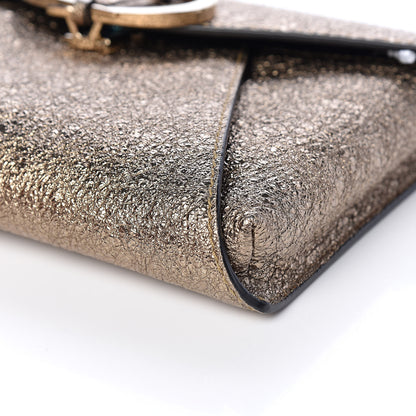 Valentino Garavani Metallic Calfskin V Rivet Chain Clutch Platinum 6 of 8