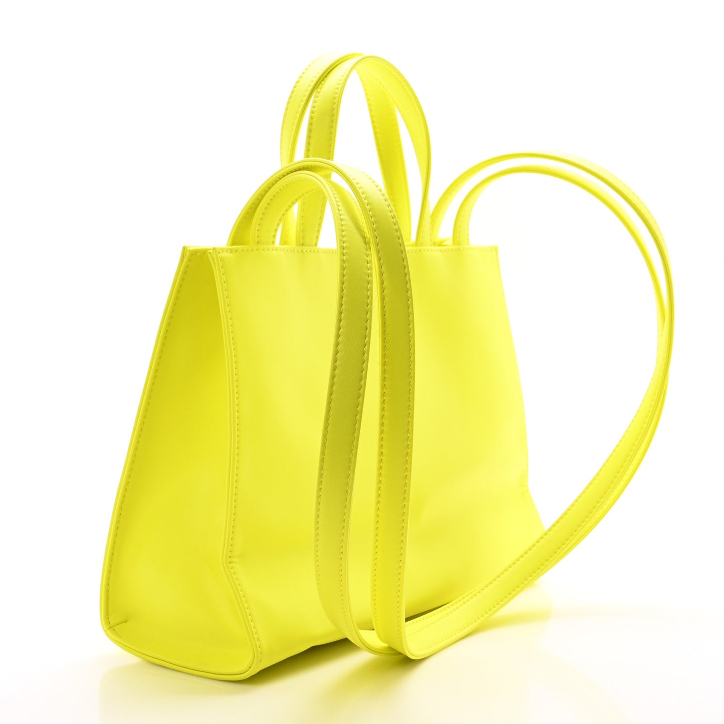 Vegan Leather Shmedium Shopping Bag Highlighter Yellow