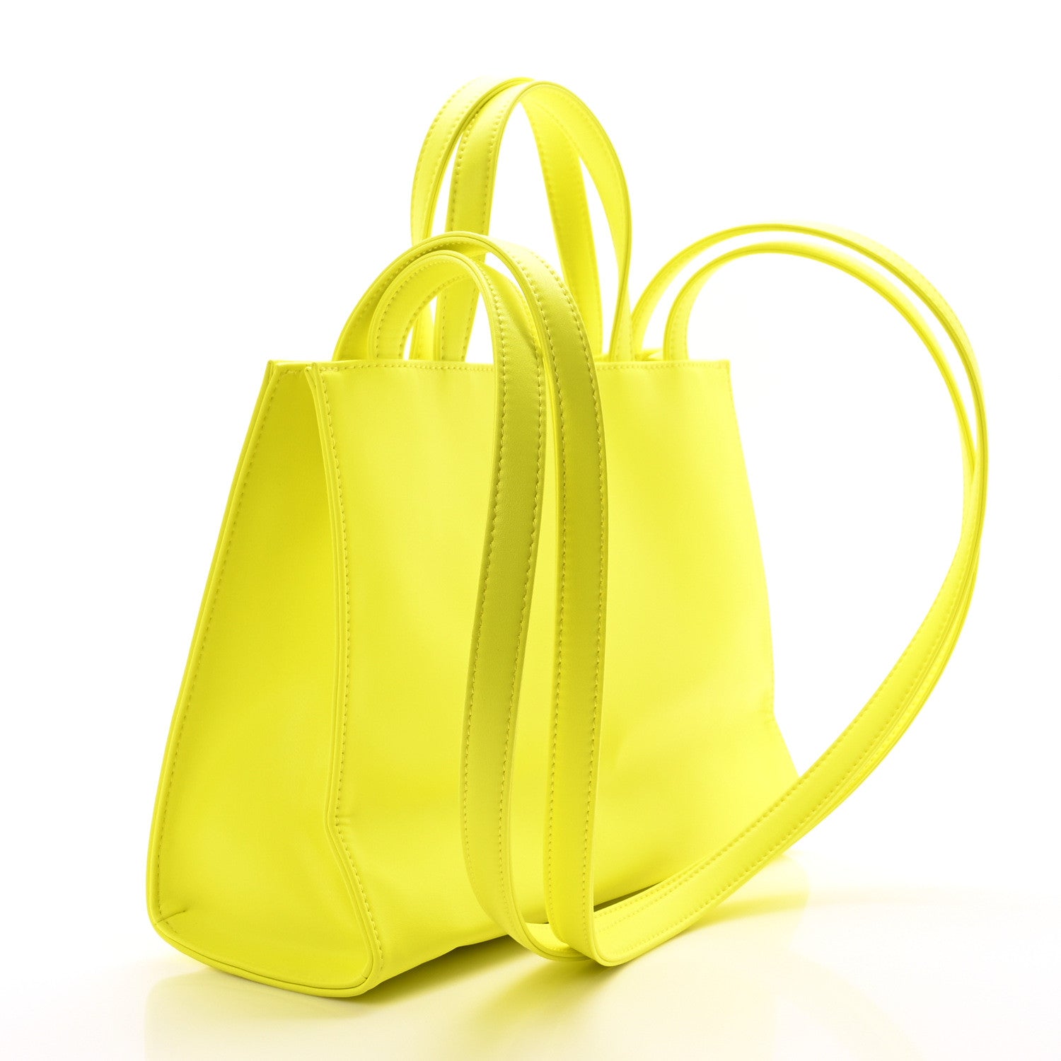 Telfar Vegan Leather Shmedium Shopping Bag Highlighter Yellow 3 of 10
