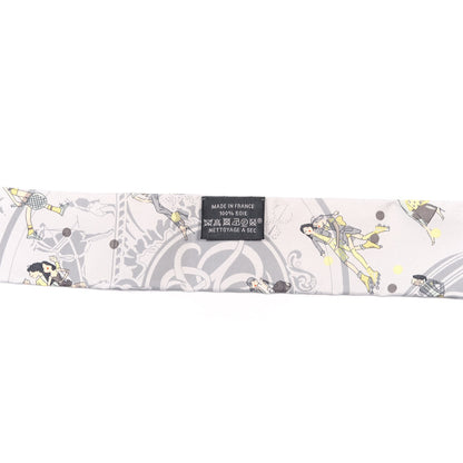Hermes Silk Ex-Libris Les Parisie Twilly Gris Perle Jaune Soufre 2 of 4