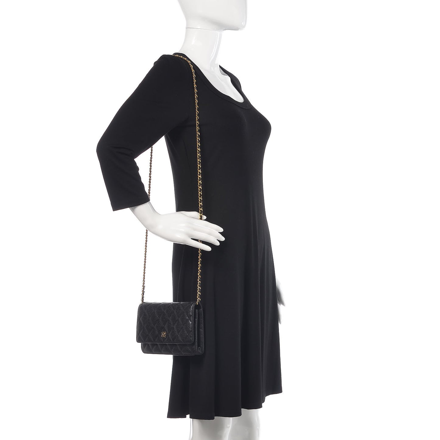 Caviar Quilted Wallet On Chain WOC Black