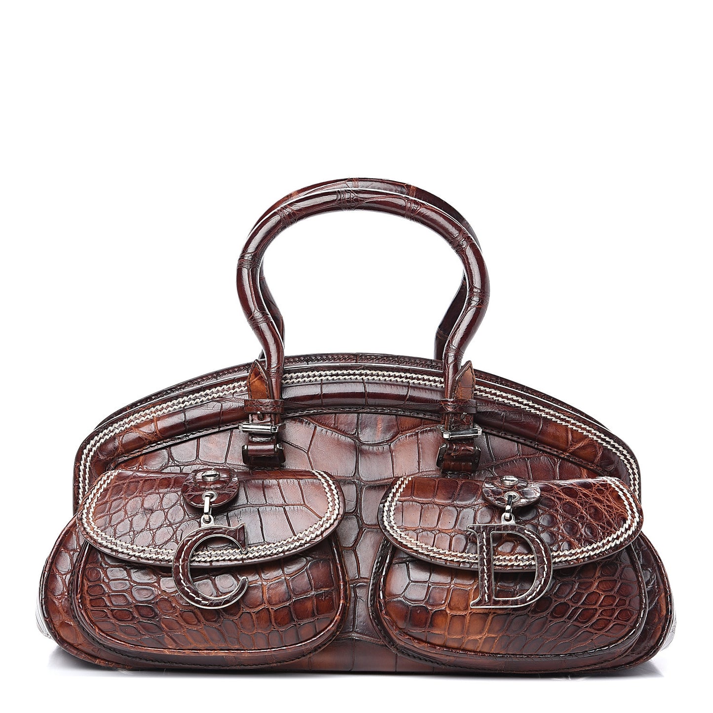 Crocodile My Dior Satchel Brown