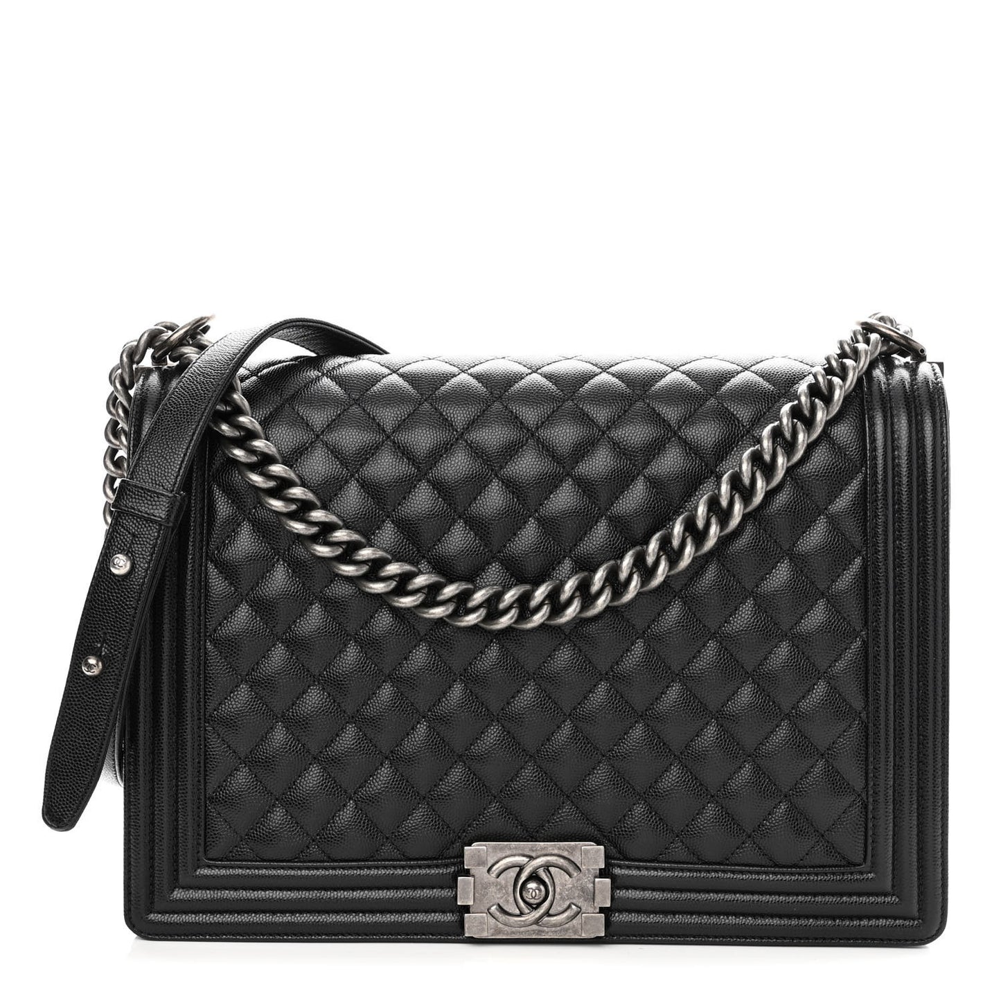 Caviar Quilted Large Boy Flap Black