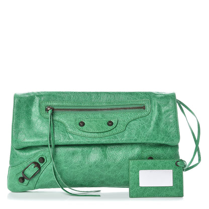Balenciaga Agneau Classic Hardware Envelope Clutch Vert Poker 1 of 10