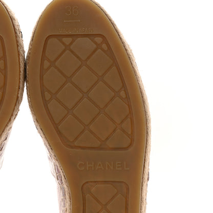 Chanel Laminated Lambskin Grosgrain Embroidered CC Espadrilles 36 Pink Silver Black 6 of 8