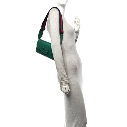 Gucci Azalea Calfskin Web Monochrome Mini Horsebit 1955 Chain Shoulder Bag Emerald 2 of 10