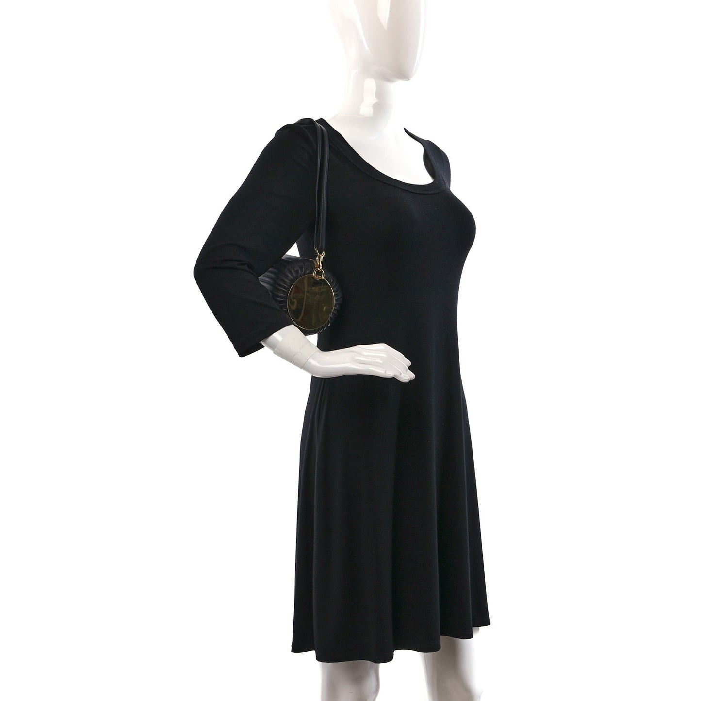 Lambskin Pleated Bracelet Pouch Shoulder Bag Black