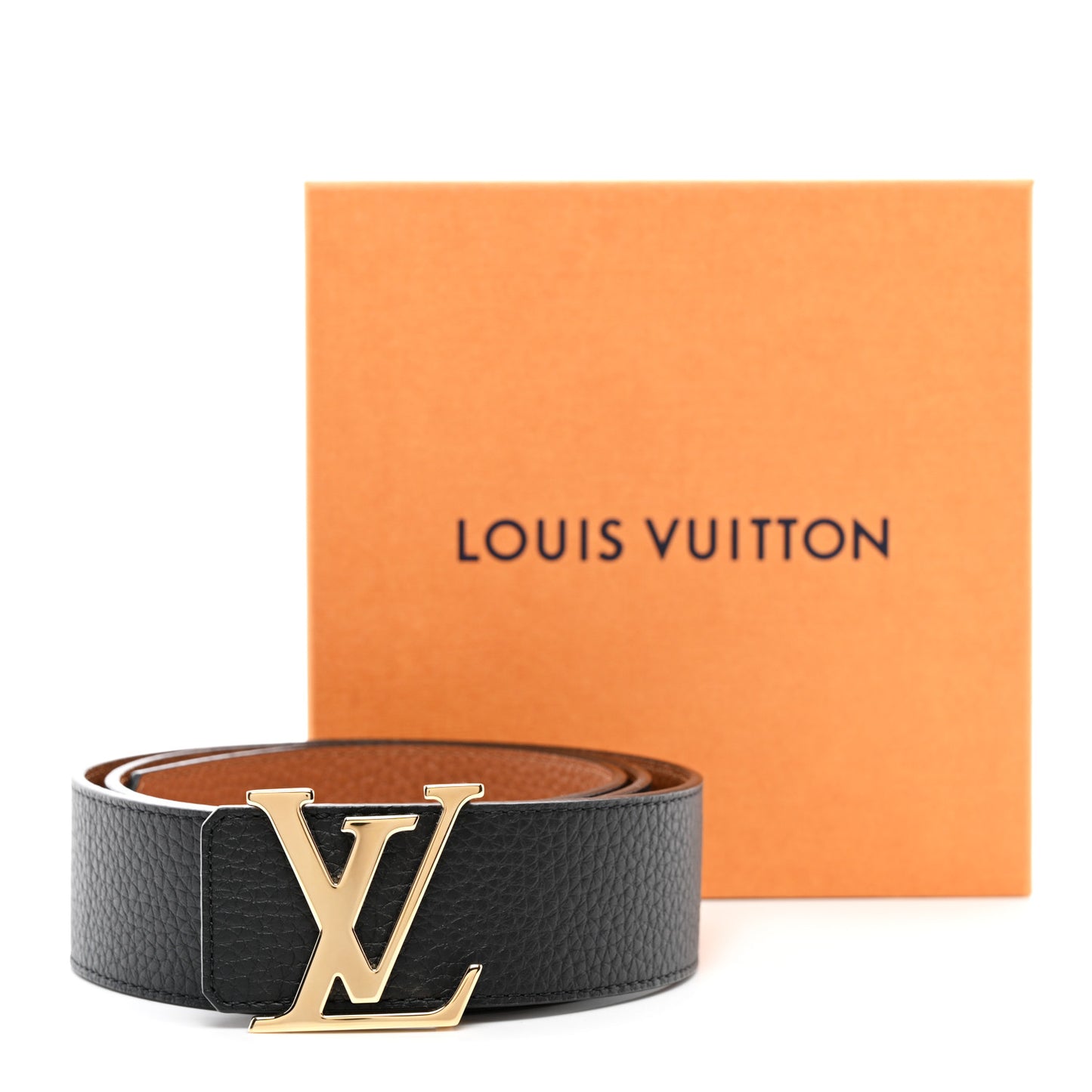 Taurillon Calfskin 30mm LV Initiales Reversible Belt 90 36 Black