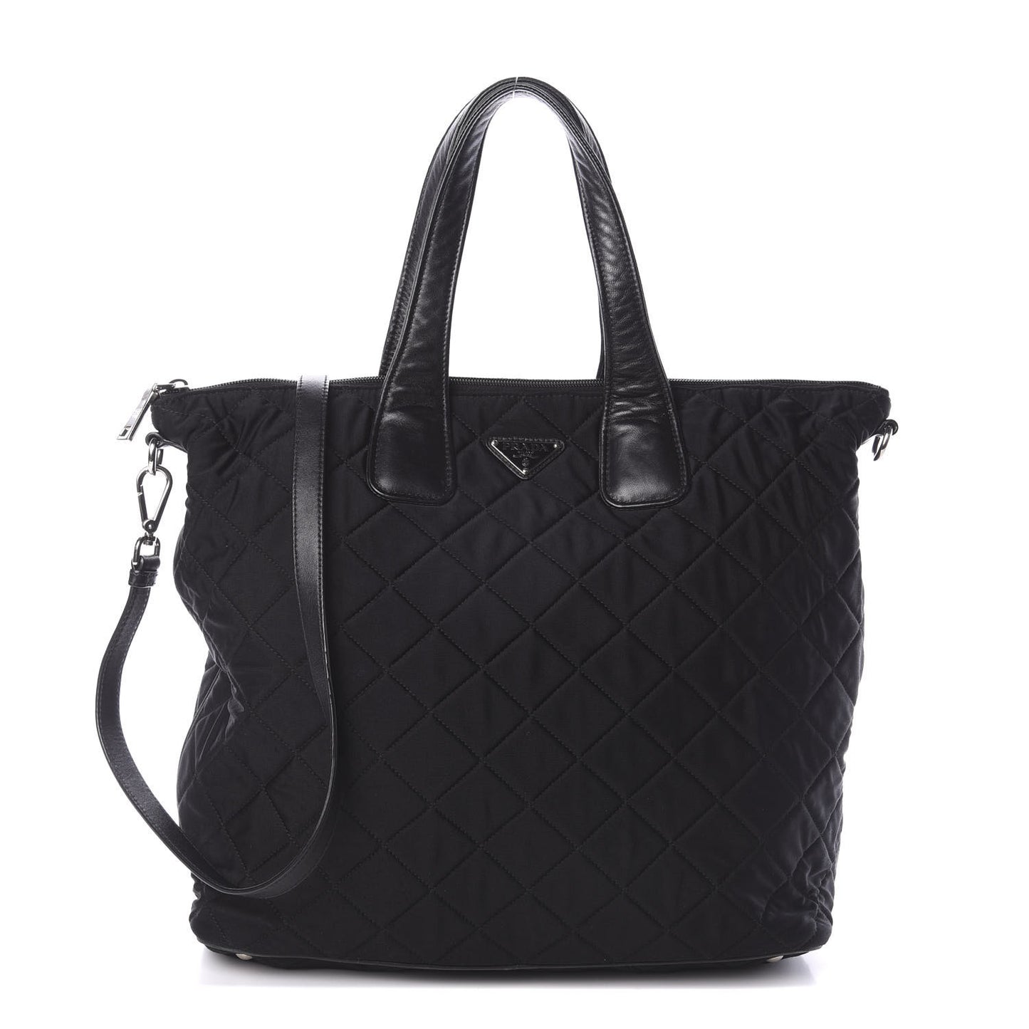 Tessuto Nylon Quilted Shopping Tote Black