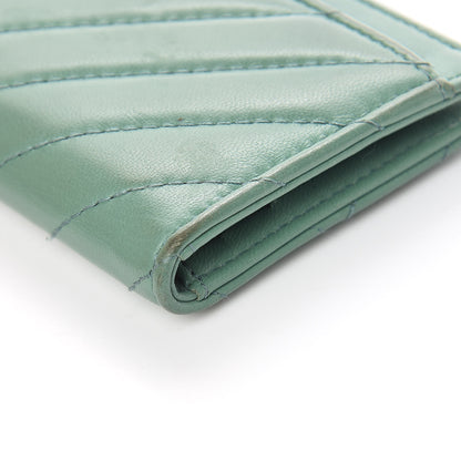 Chanel Lambskin Chevron Quilted Card Holder Wallet Green 14 of 17