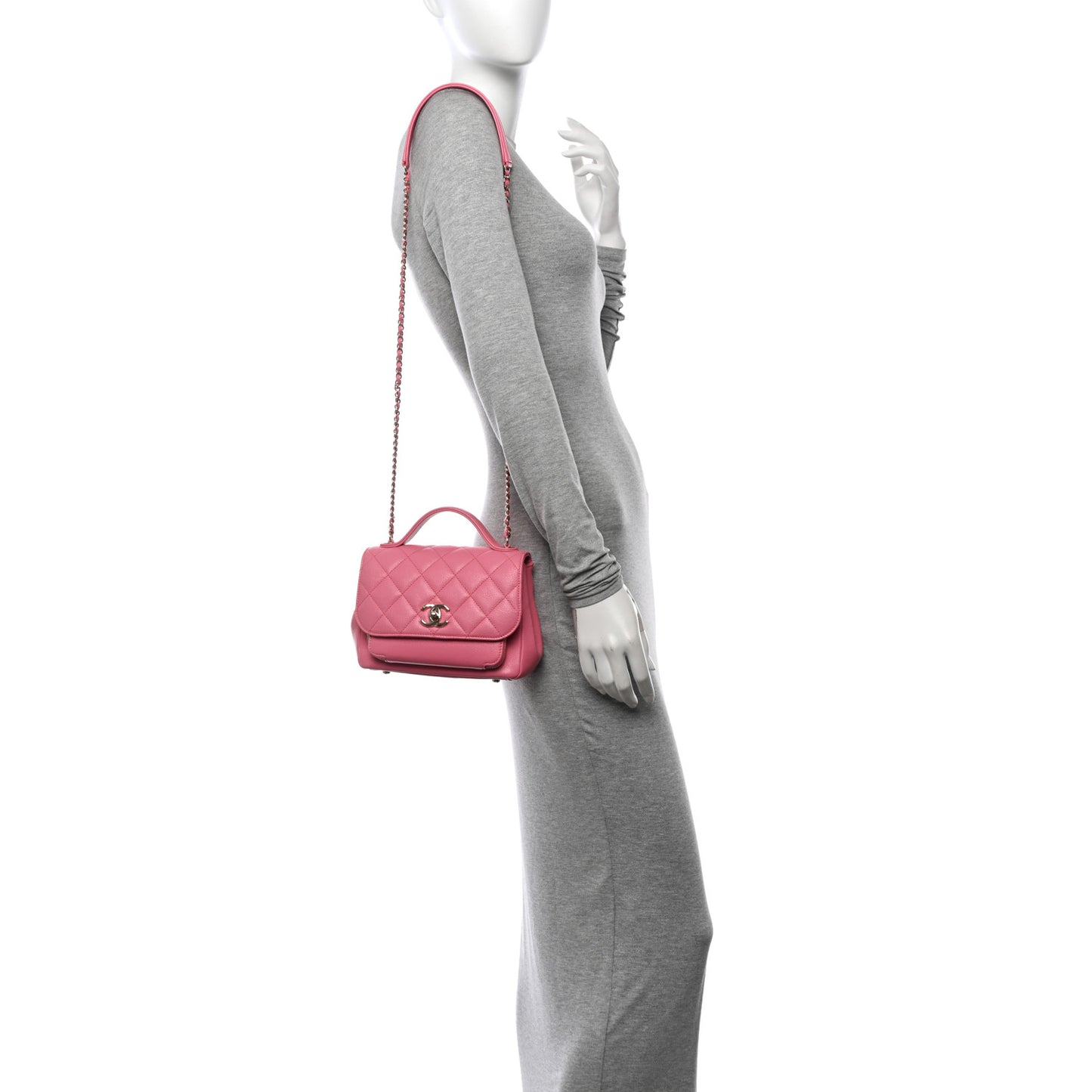Caviar Quilted Small Business Affinity Flap Pink