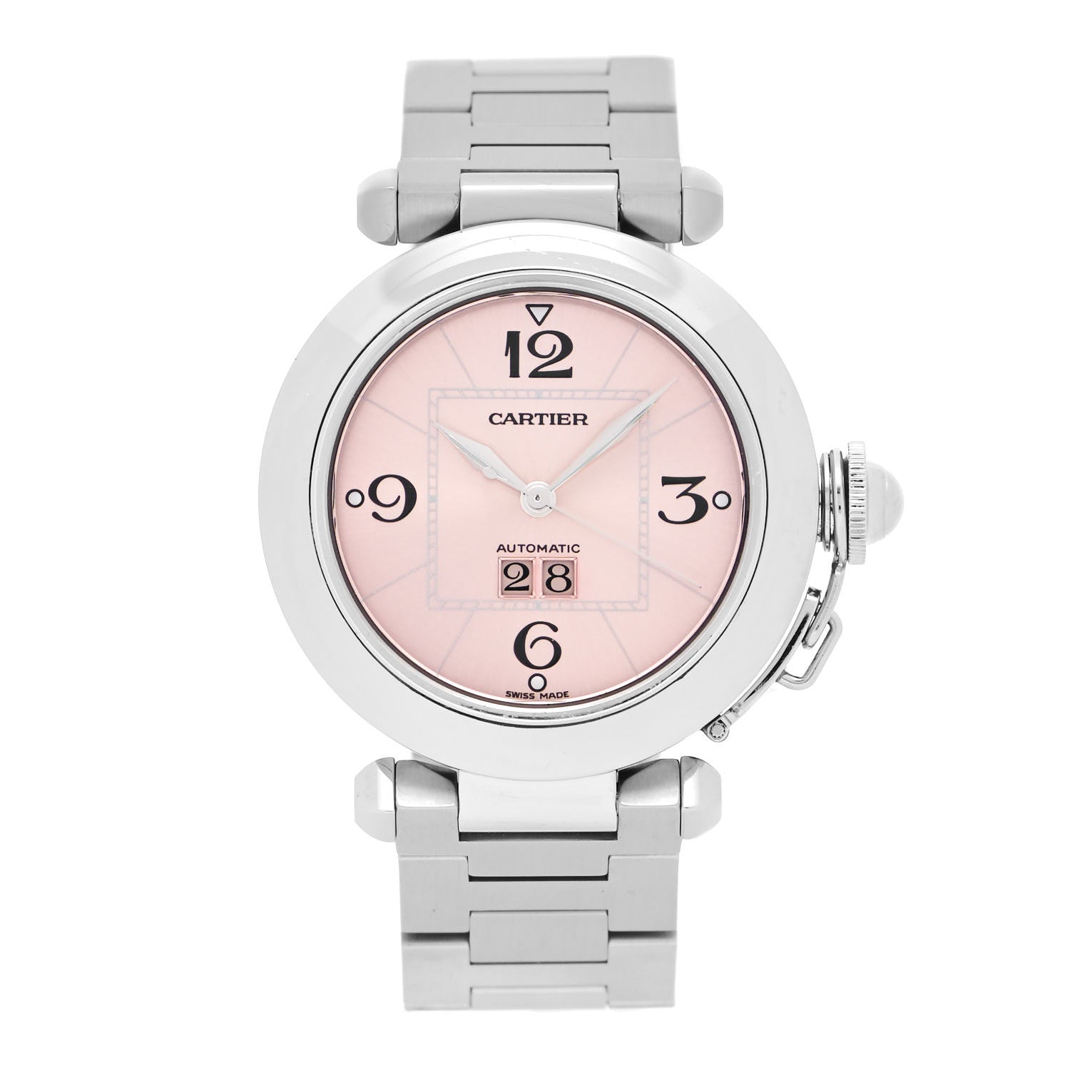 Cartier Stainless Steel 35mm Pasha C Big Date Automatic Watch Pink 1 of 5
