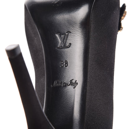 Louis Vuitton Satin Athen Peep Toe Pumps 38 Black 8 of 10