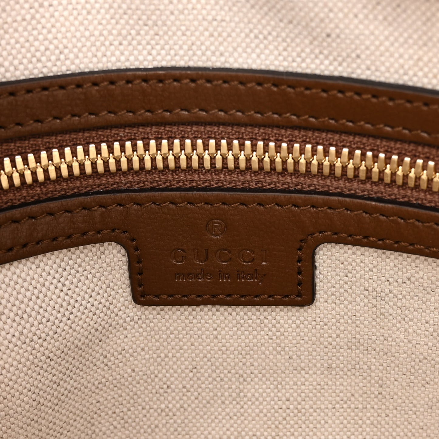 GG Supreme Monogram Azalea Calfskin Retro Interlocking G Messenger Shoulder Bag Beige Ebony Brown Sugar