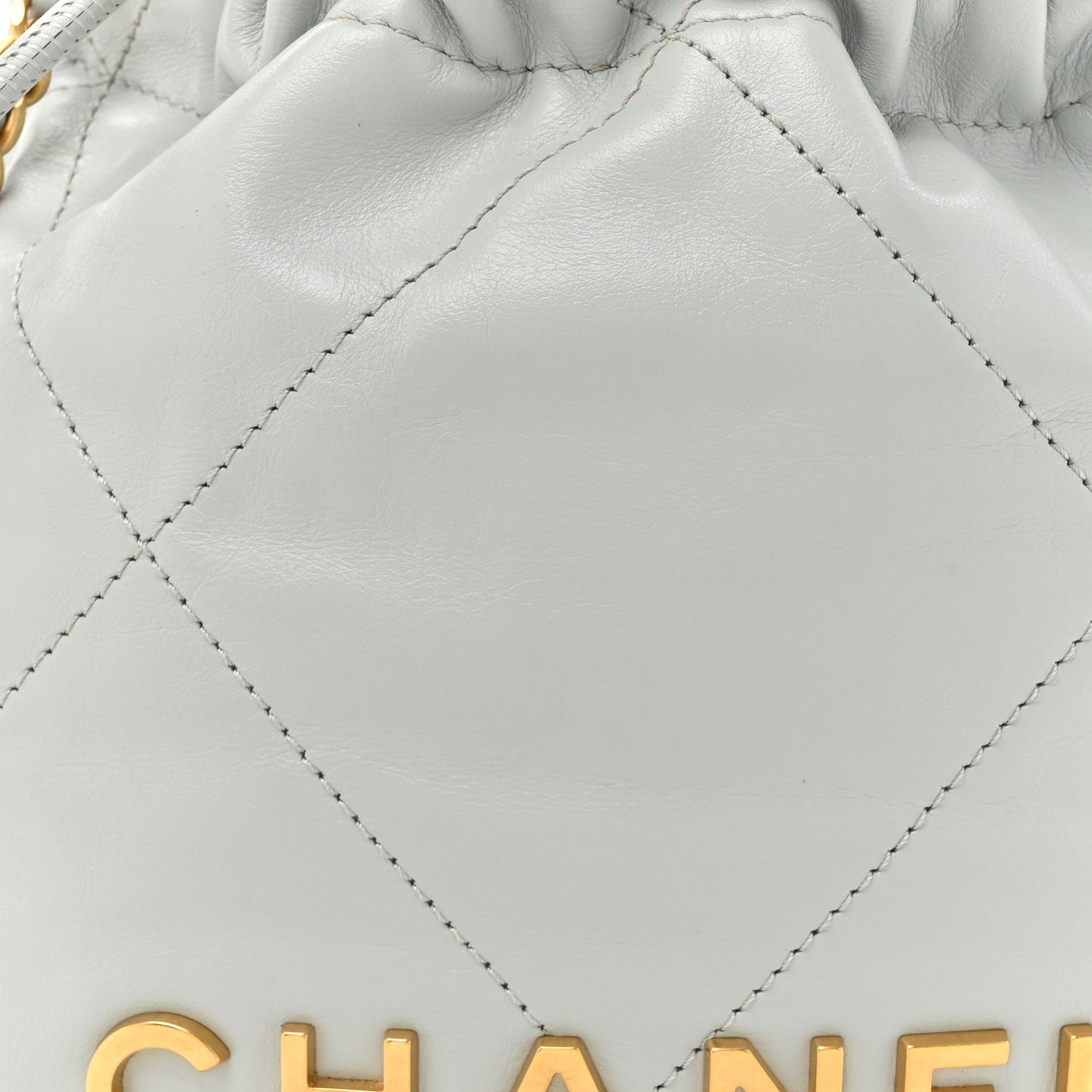 Shiny Calfskin Quilted Mini Chanel 22 Light Blue