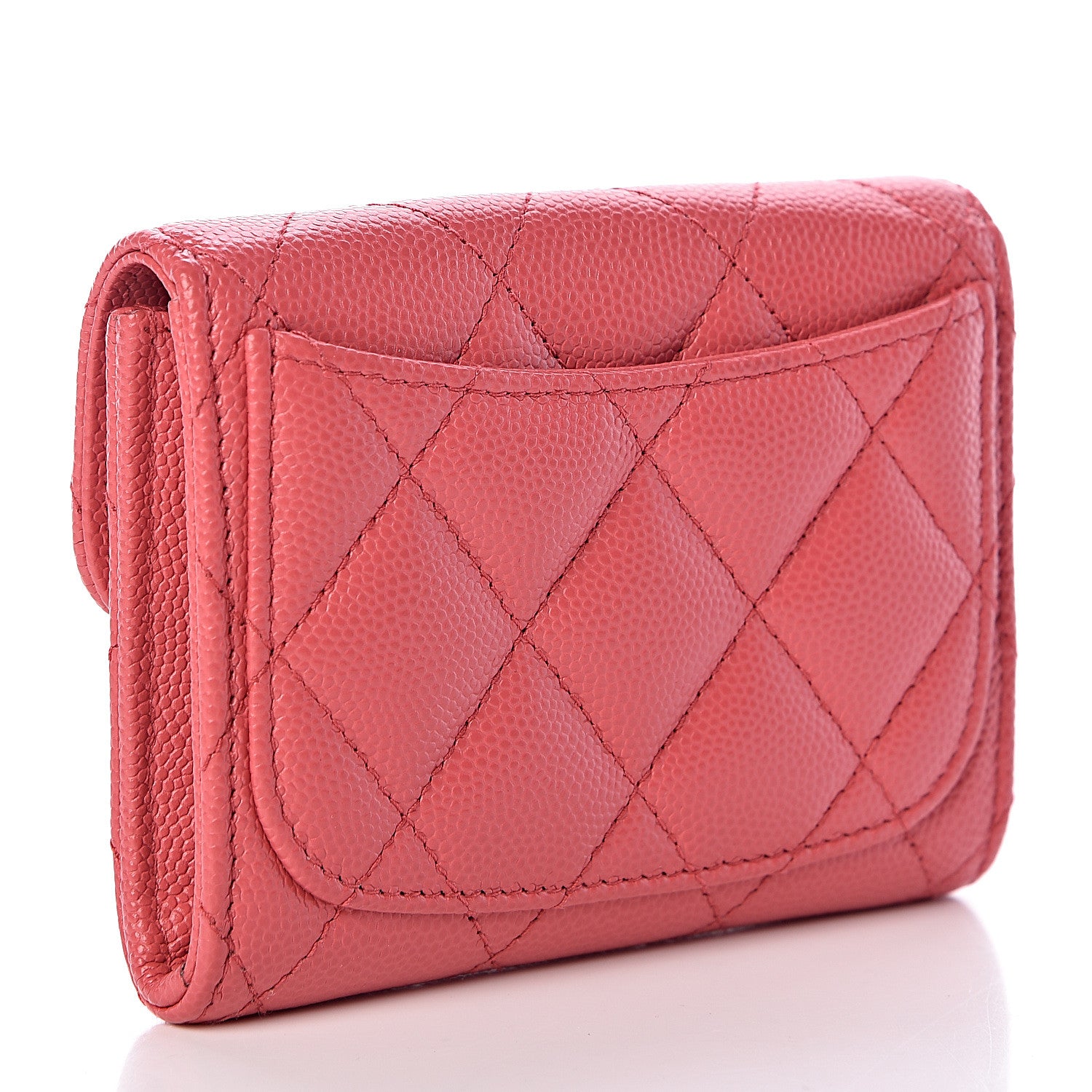 Chanel Caviar Quilted Flap Card Holder Wallet Pink 3 of 9