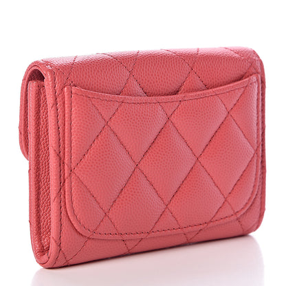 Chanel Caviar Quilted Flap Card Holder Wallet Pink 3 of 9
