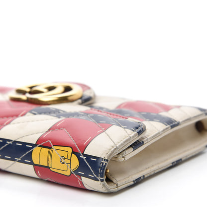 Gucci Calfskin Matelasse Trompe L'Oeil Print Mini GG Marmont Chain Wallet White 9 of 22