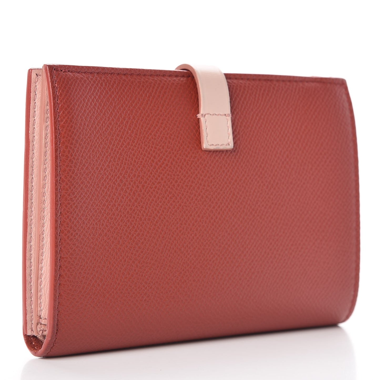 Grained Calfskin Medium Multifunction Strap Wallet Rust