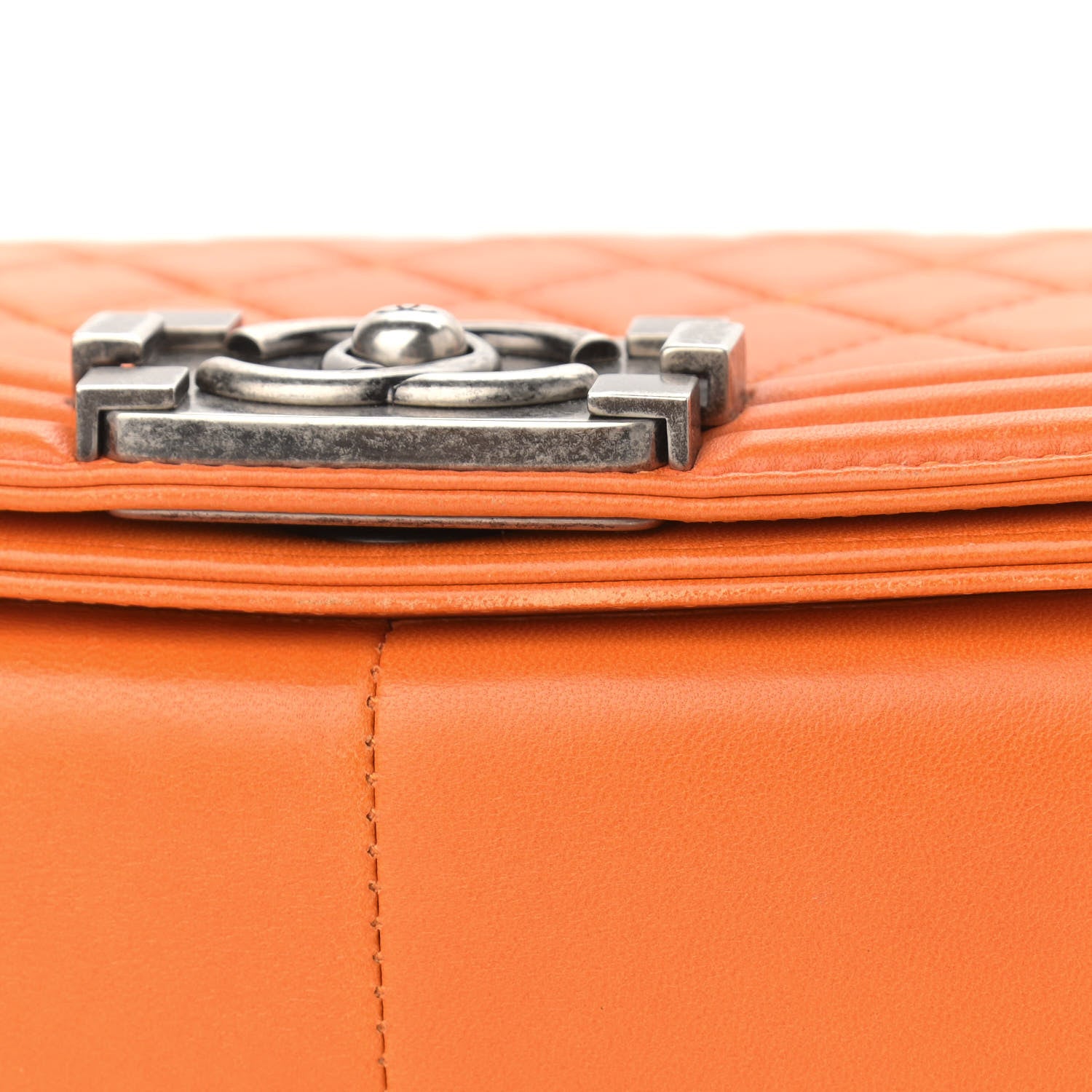 Chanel Lambskin Quilted Medium Boy Flap Orange 10 of 14