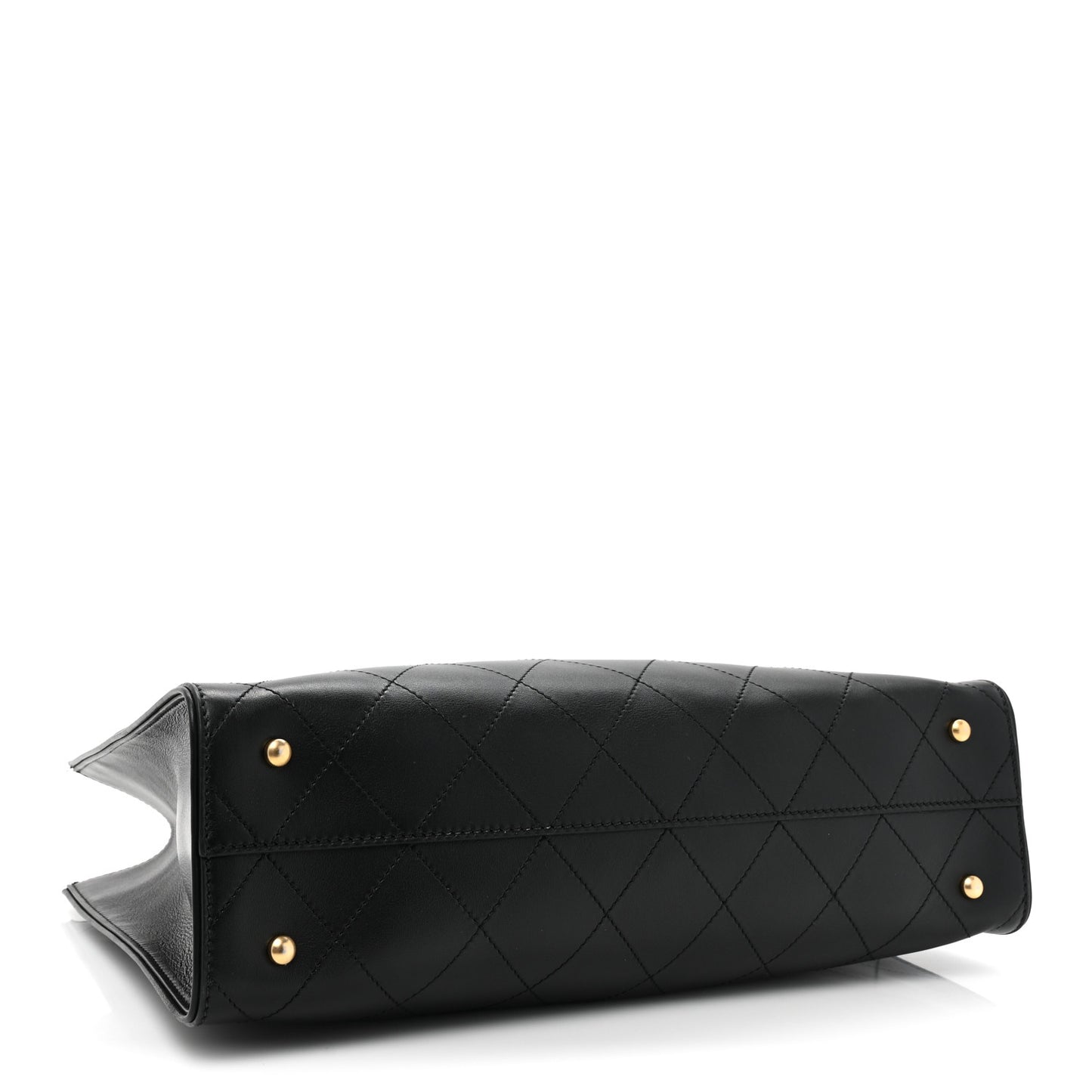 Calfskin Stitched Large Shopping Tote Black