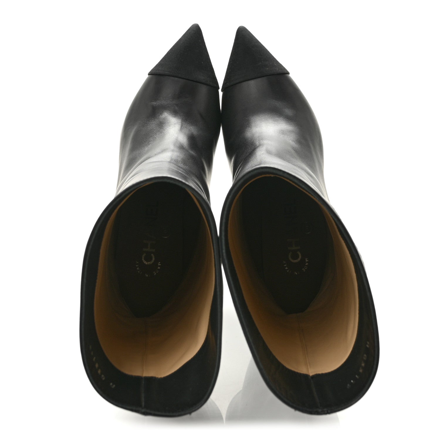 Chanel Lambskin Grosgrain Cap Toe Short Boots 35.5 Black 2 of 10