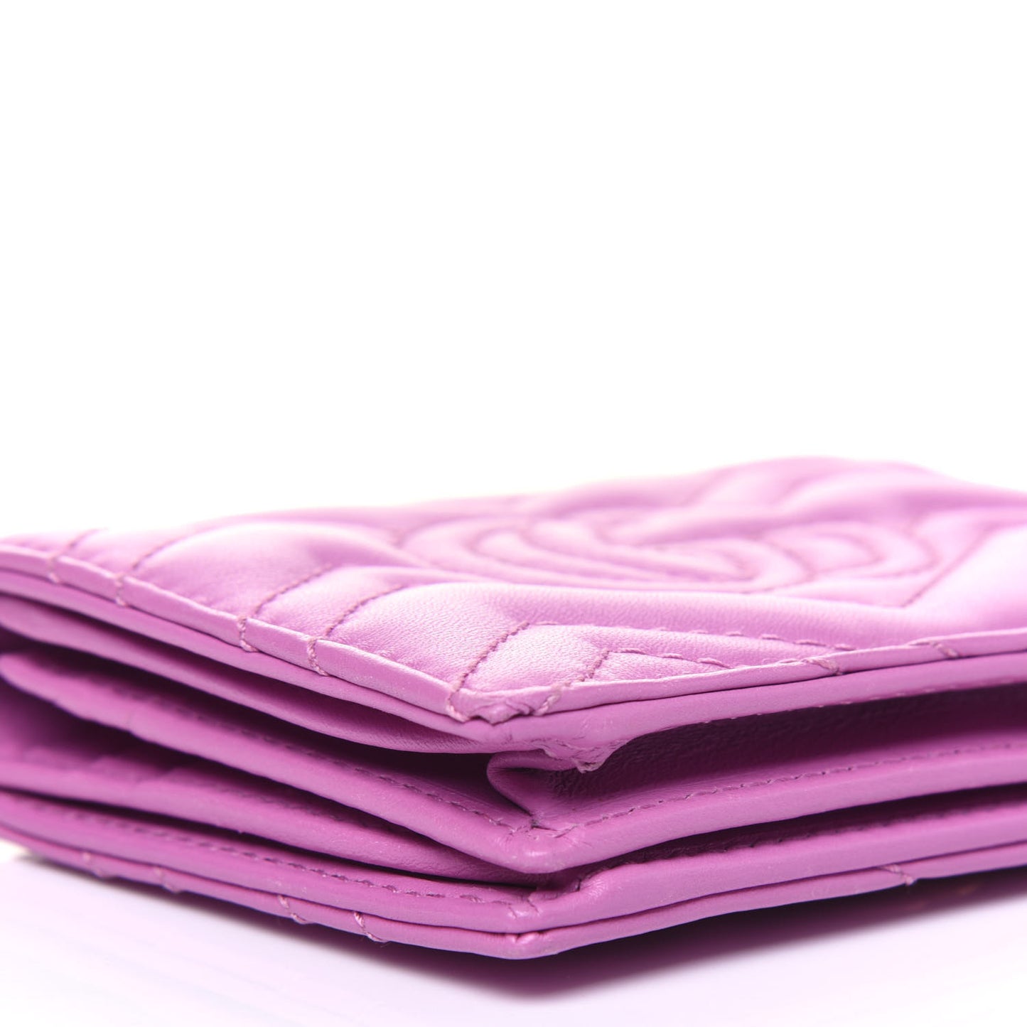 Calfskin Matelasse GG Marmont Card Case Candy Mousse