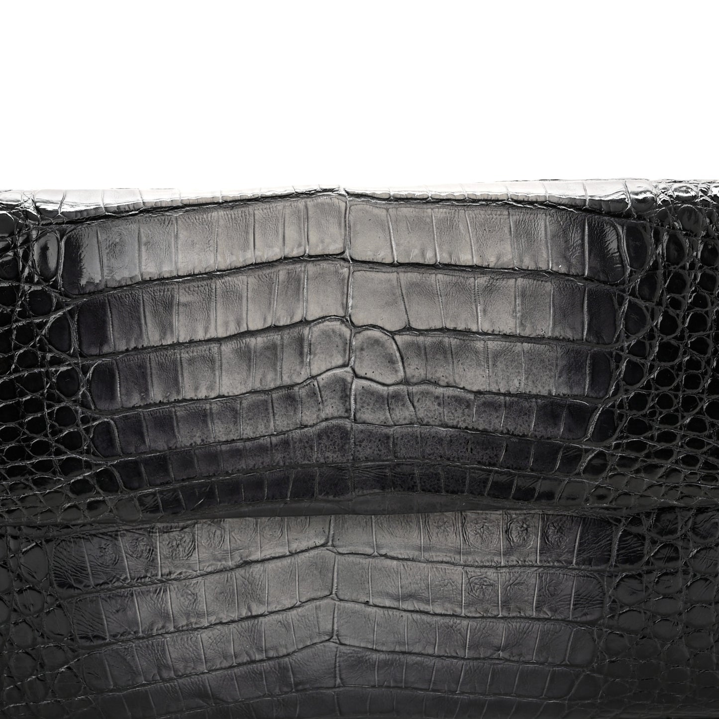 Crocodile Foldover Clutch Black White