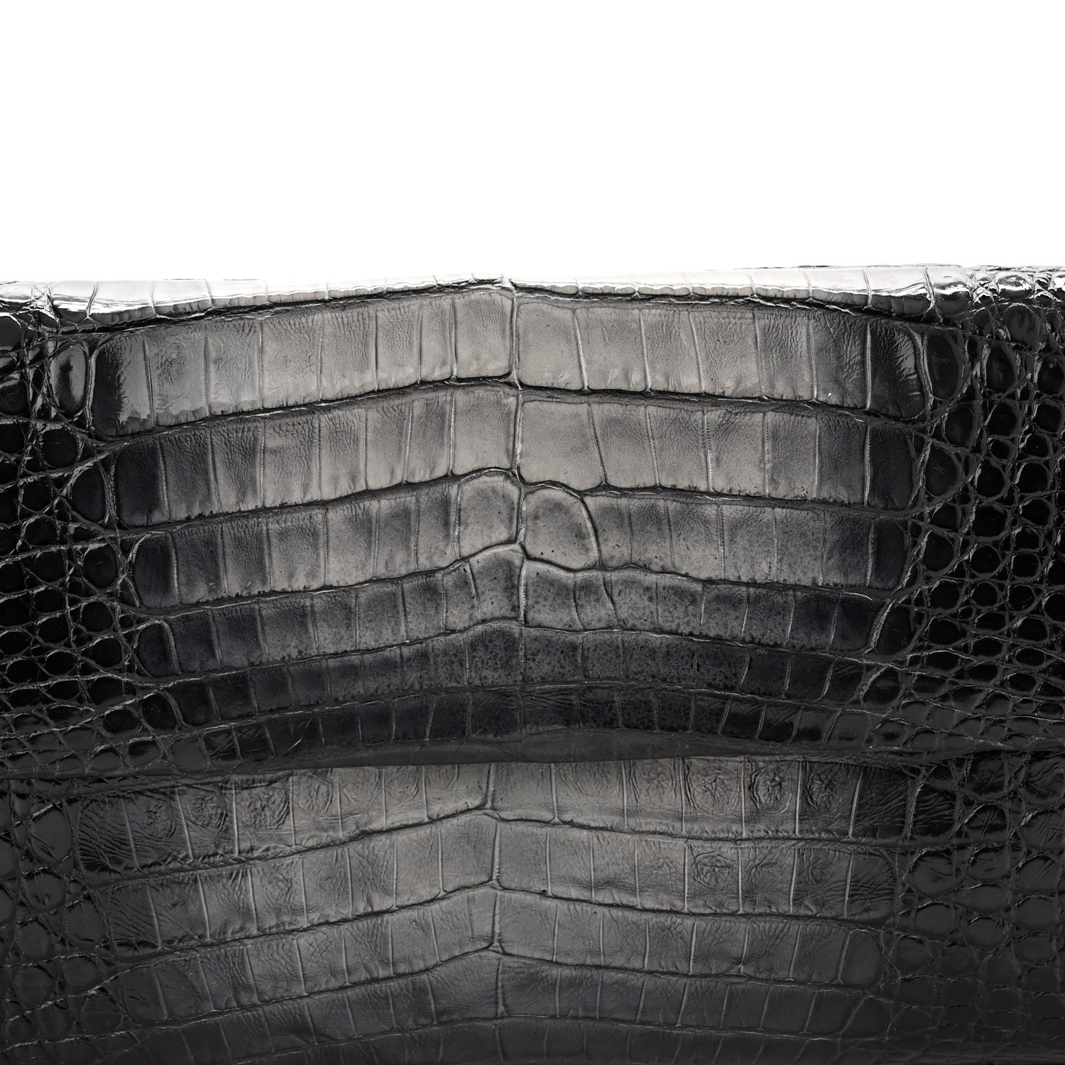 Nancy Gonzalez Crocodile Foldover Clutch Black White 7 of 9