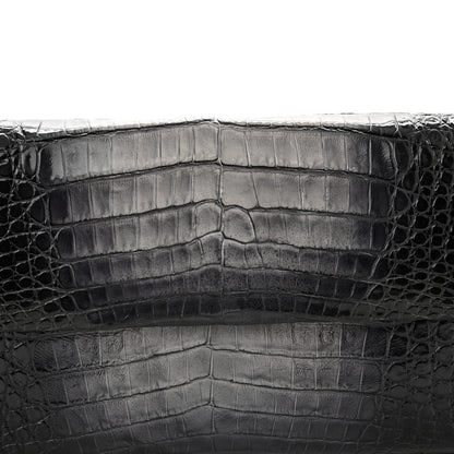 Nancy Gonzalez Crocodile Foldover Clutch Black White 7 of 9