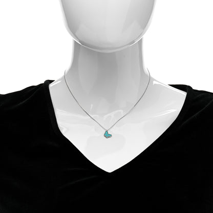 Van Cleef & Arpels 18K White Gold Turquoise Sweet Alhambra Butterfly Pendant Necklace 2 of 6