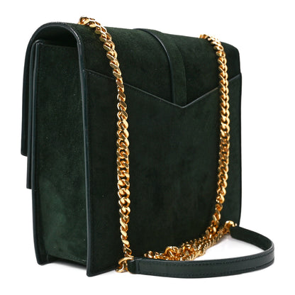 Saint Laurent Suede Sulpice Monogram Medium Shoulder Bag Green 3 of 12