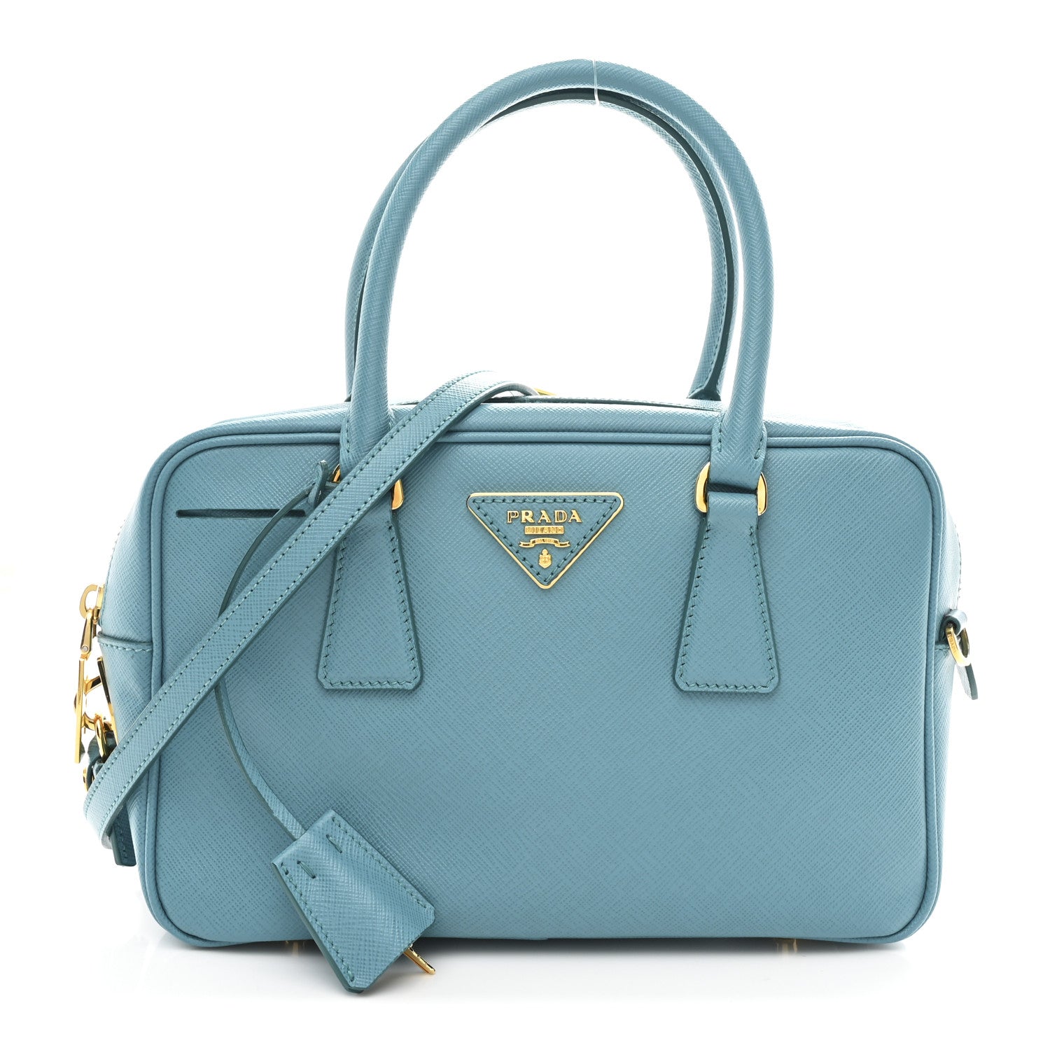 Prada Saffiano Lux Bauletto Turchese 1 of 11