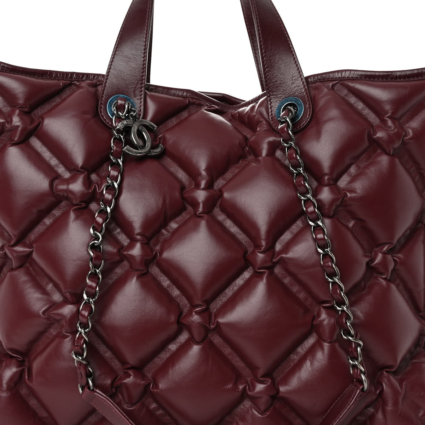 Calfskin Quilted Large Chesterfield Tote Burgundy