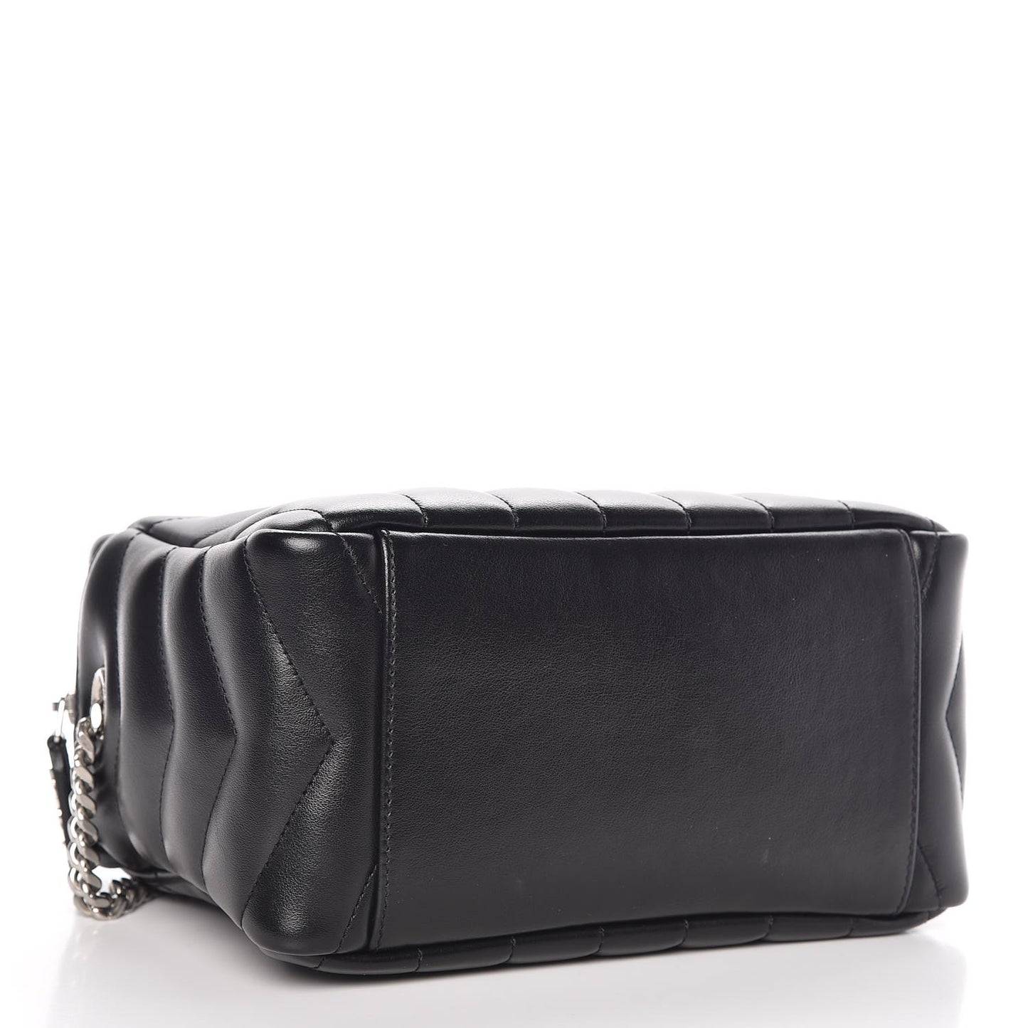 Calfskin Y Quilted Monogram Small Loulou Bowling Bag Black