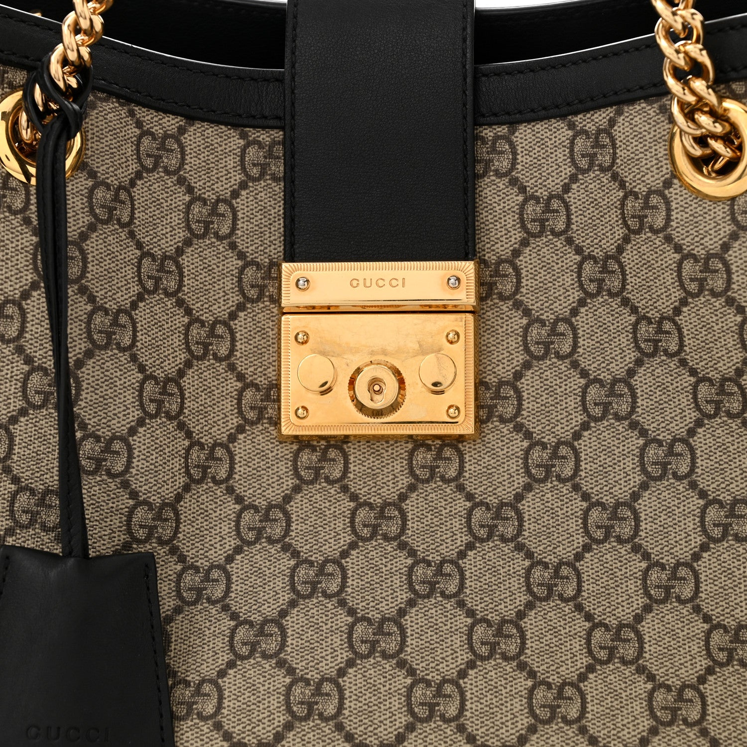 Gucci GG Supreme Monogram Medium Padlock Tote Black 8 of 12