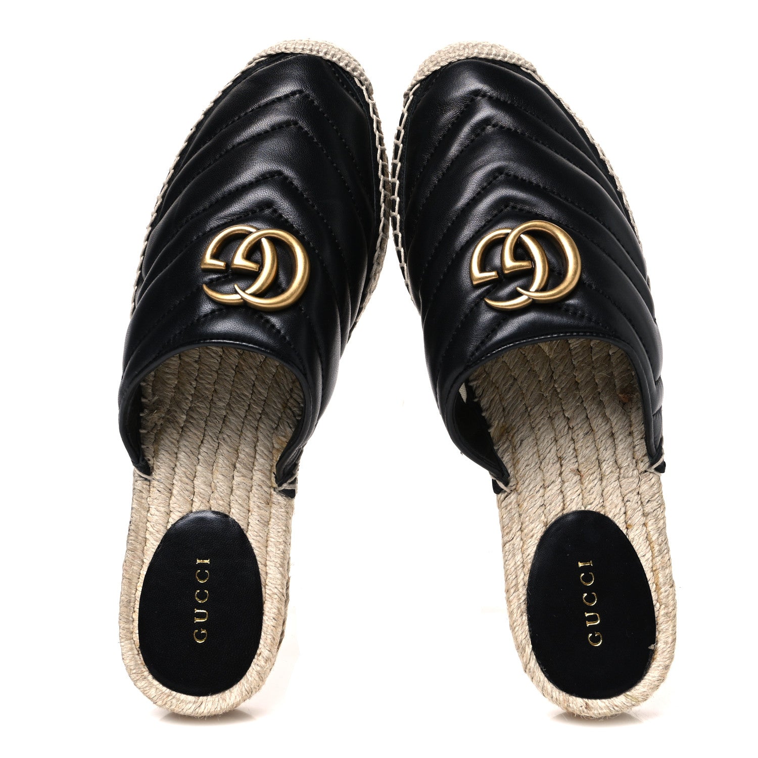 Gucci Nappa Matelasse GG Marmont Espadrille Slippers 37.5 Black 2 of 11