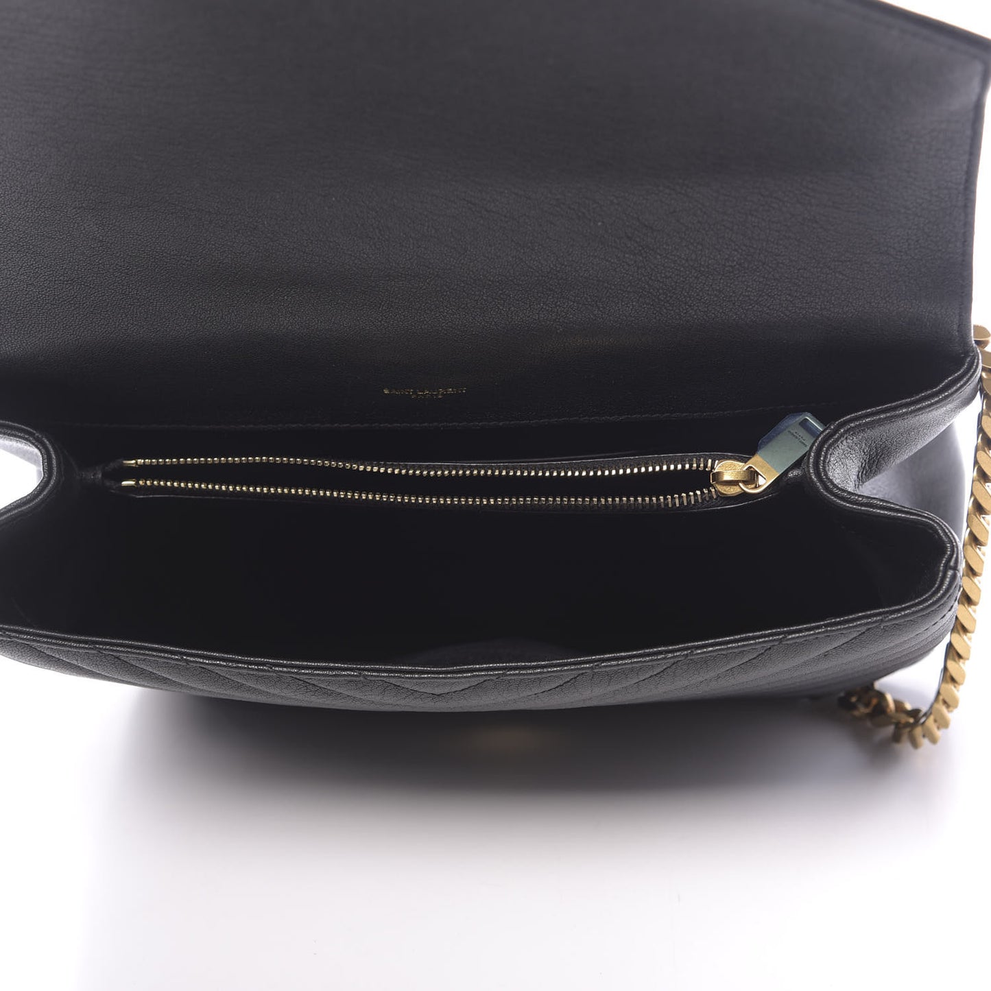 Sheepskin Matelasse Chevron Monogram Large College Satchel Black