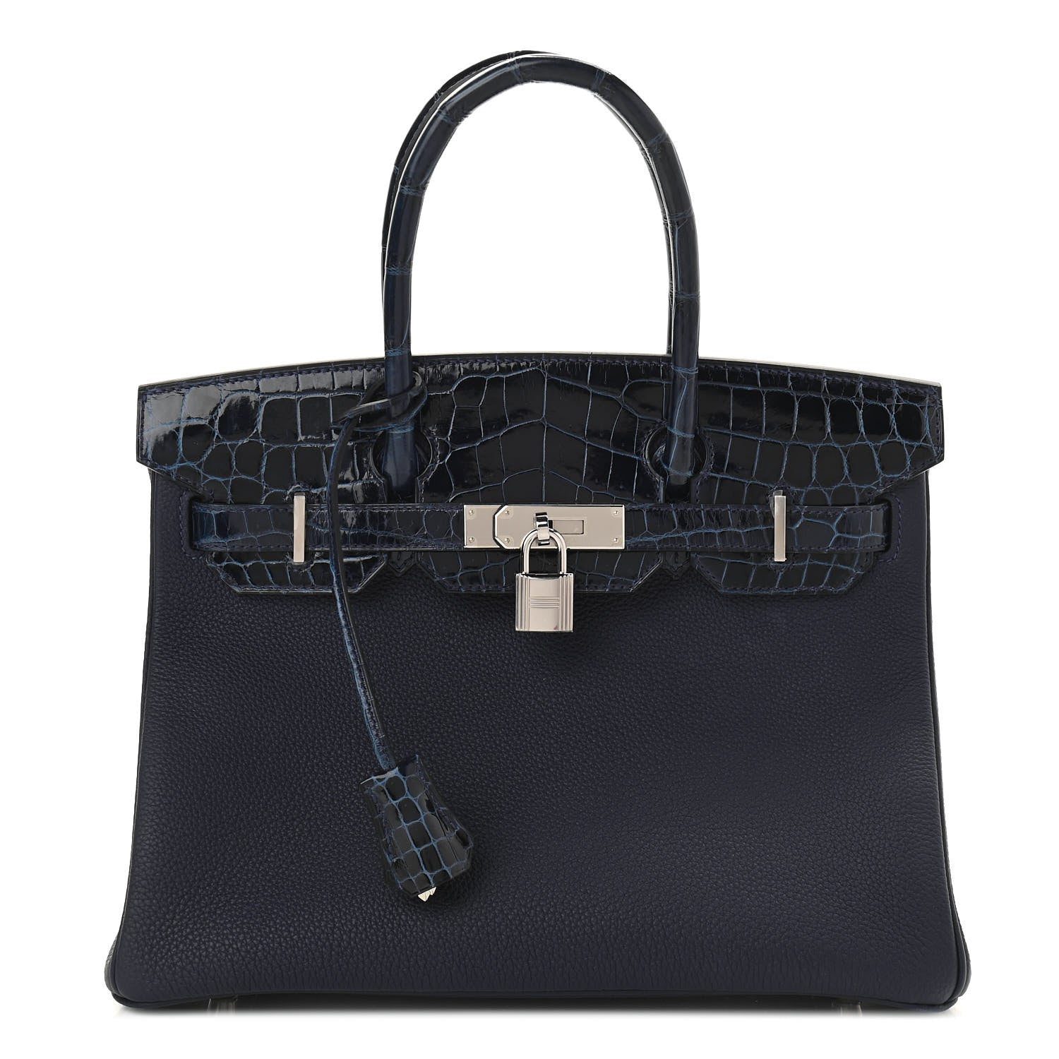 Hermes Togo Shiny Niloticus Crocodile Birkin Touch 30 Bleu Nuit 1 of 10