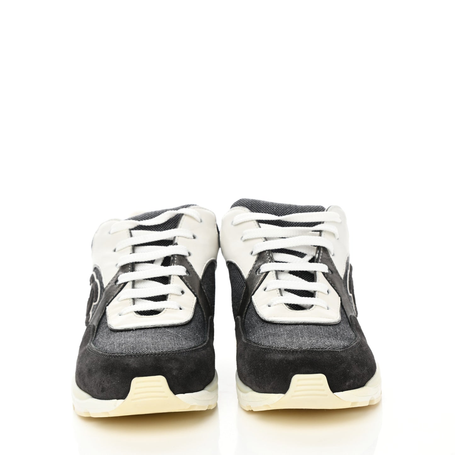 Denim Suede Calfskin CC Sneakers 37 Grey