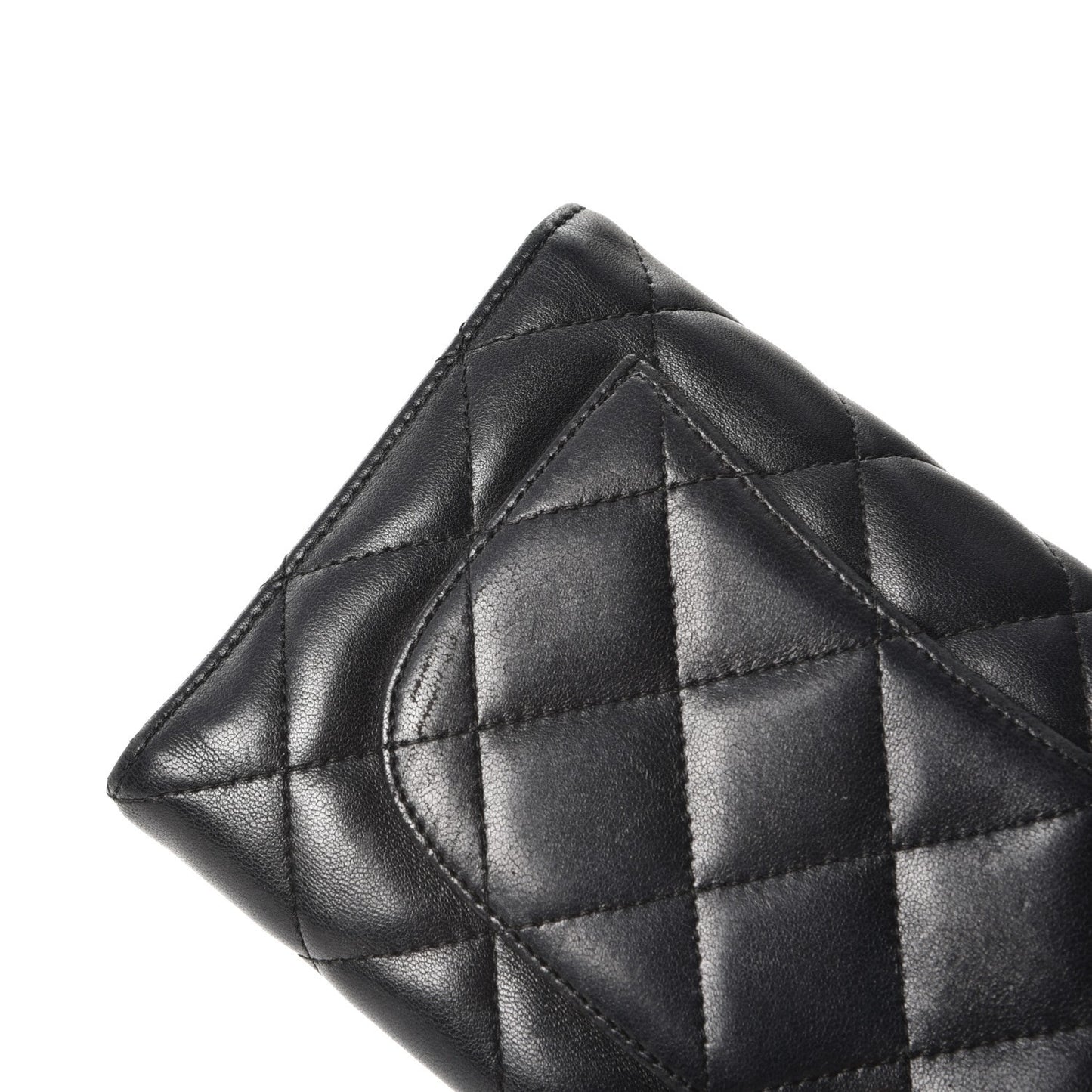 Lambskin Quilted Large Flap Wallet Black