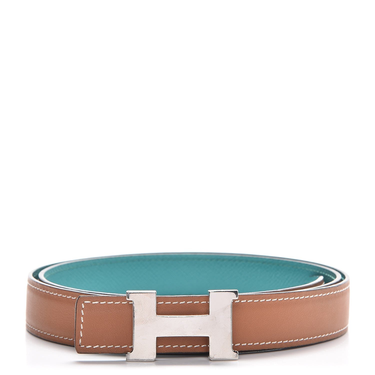 Hermes Swift Epsom 24mm H Belt 85 Gold Bleu Paon 2 of 19
