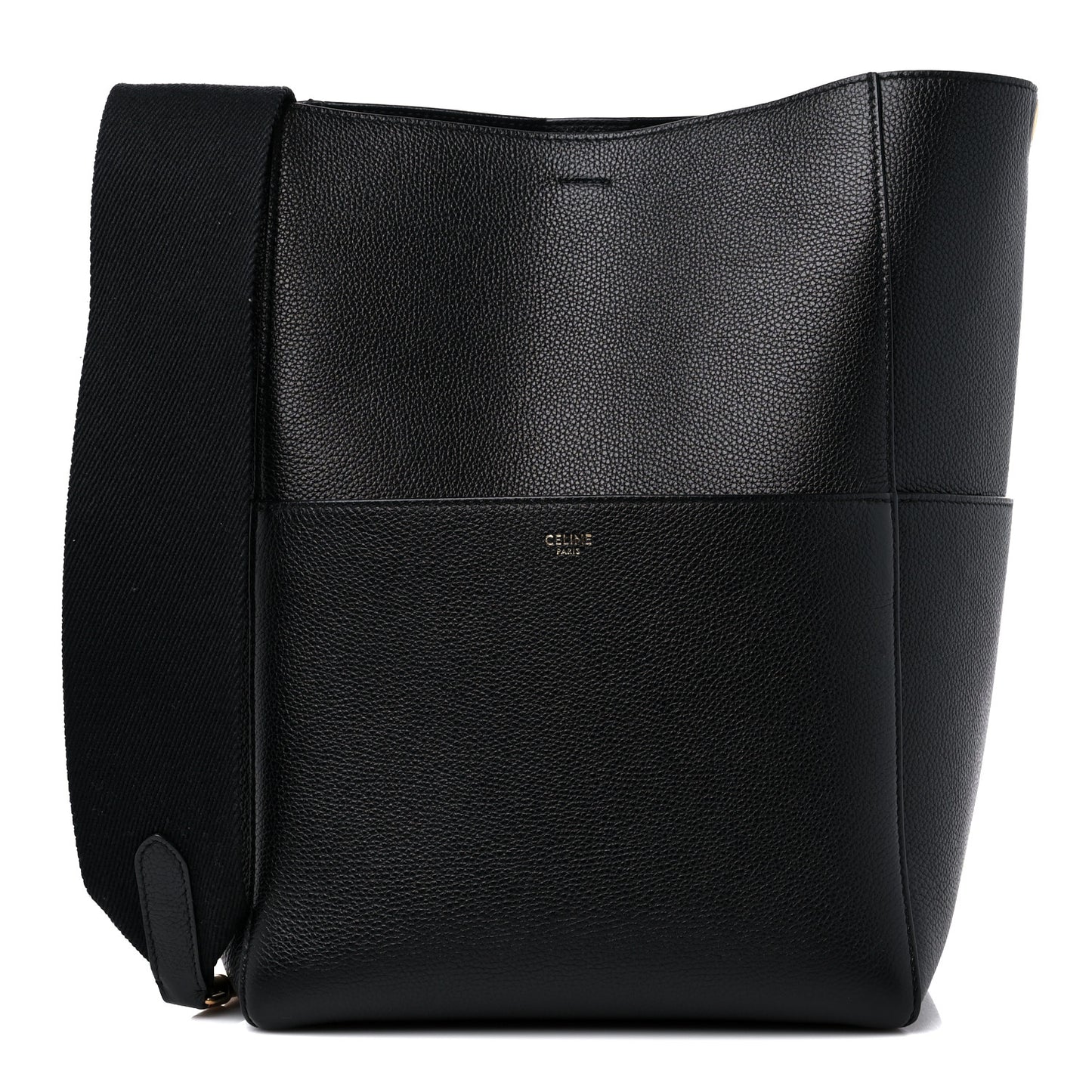 Soft Grained Calfskin Sangle Bucket Bag Black