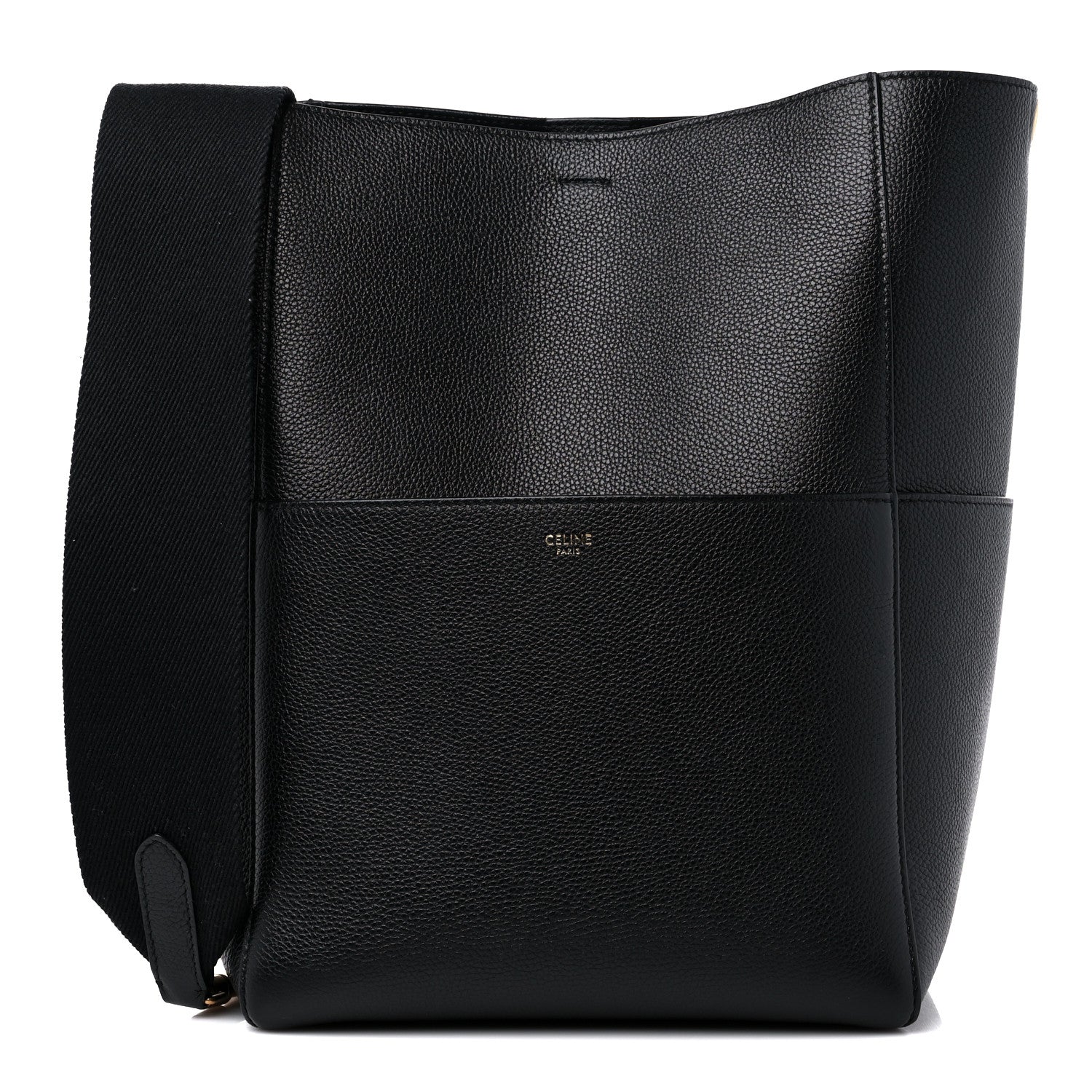 Celine Soft Grained Calfskin Sangle Bucket Bag Black 1 of 13