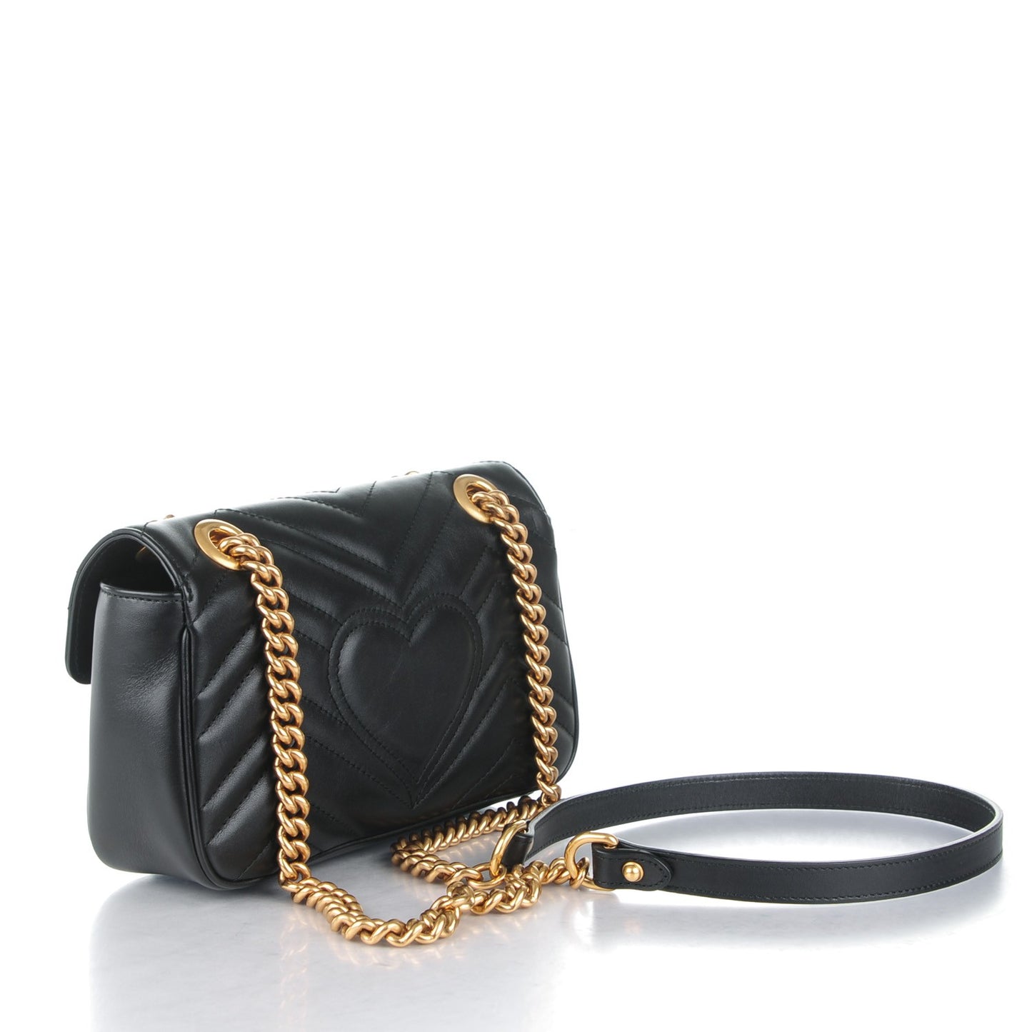 Calfskin Matelasse Mini GG Marmont Shoulder Bag Black